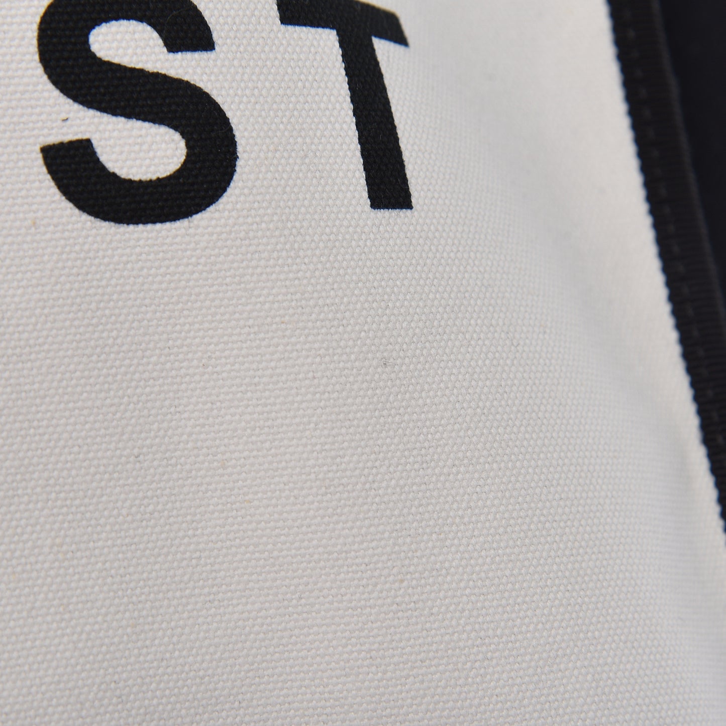 Canvas Calfskin Large Let's Demonstrate Tote White Black