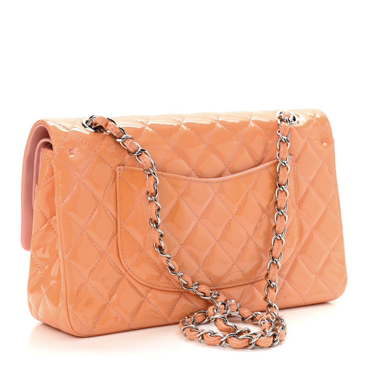 Patent Quilted Medium Double Flap Light Pink