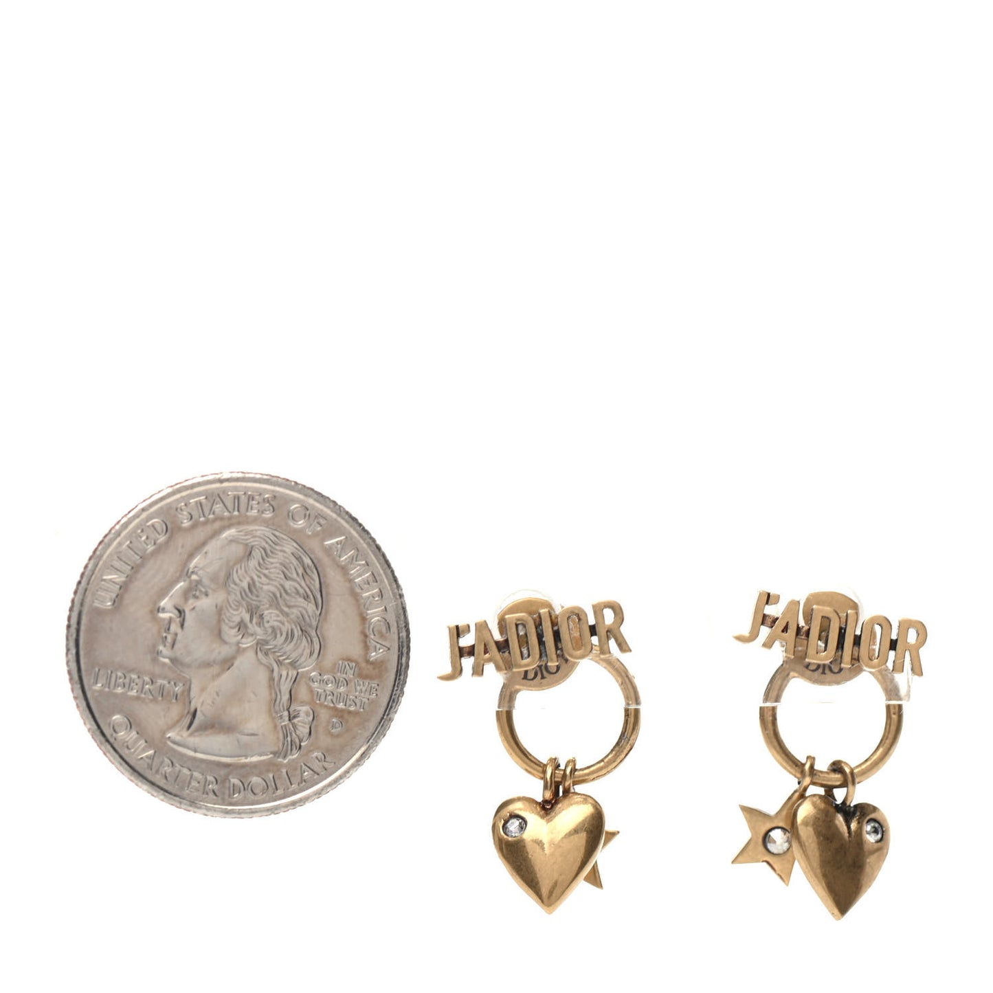 Metal Heart Star J'adior Drop Earrings Antique Gold