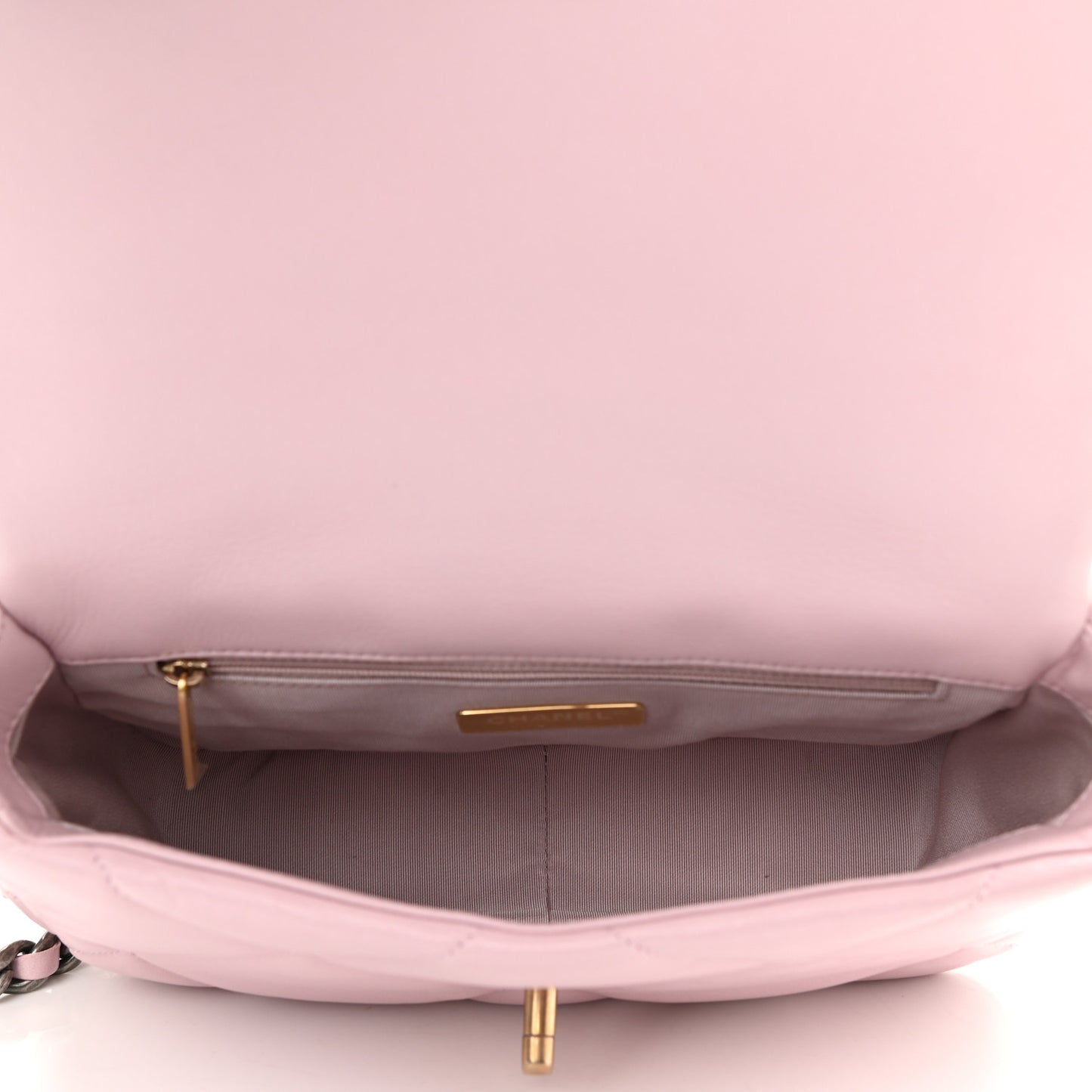 Lambskin Quilted Medium Chanel 19 Flap Light Pink