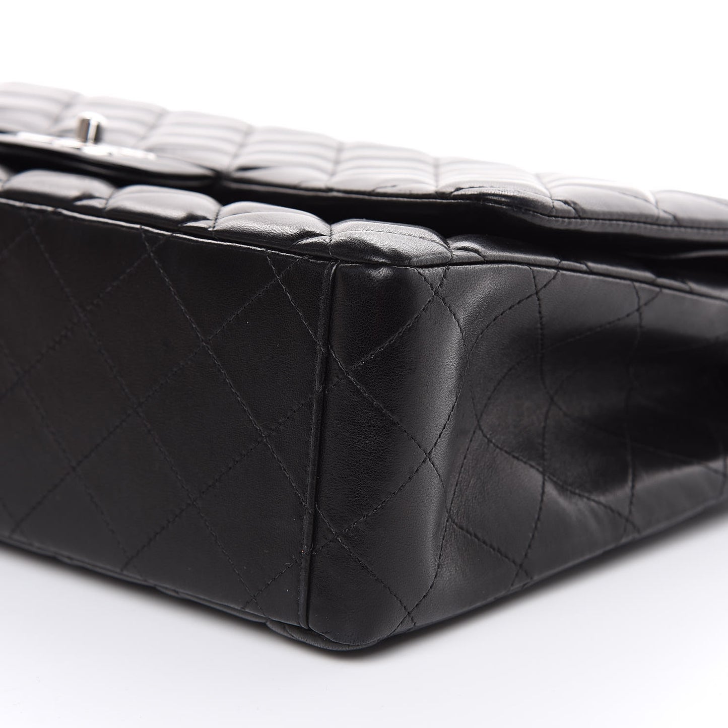 Lambskin Quilted Maxi Double Flap Black