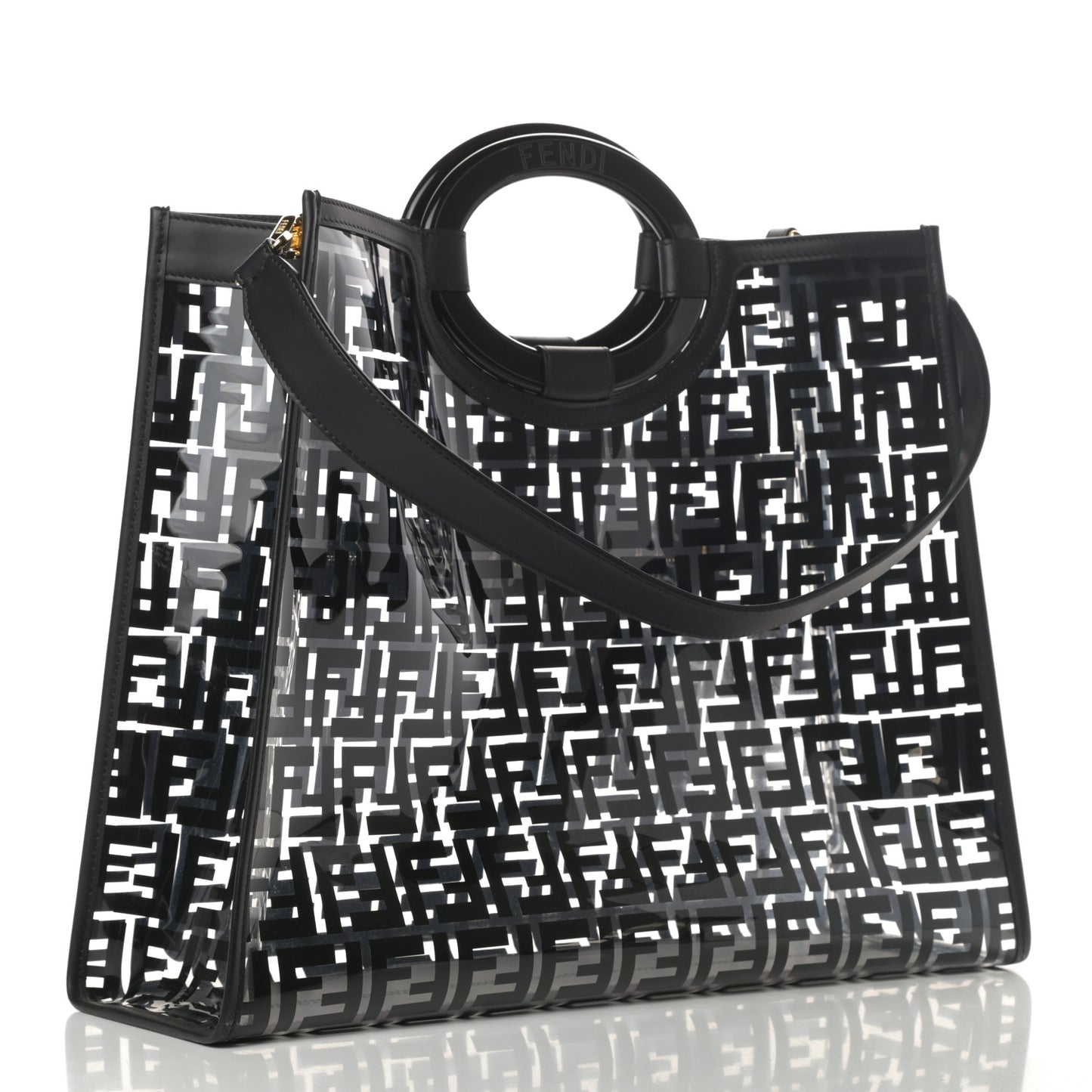 TPU FF Vitello Century Plexiglass Medium Runaway Shopper Tote Black