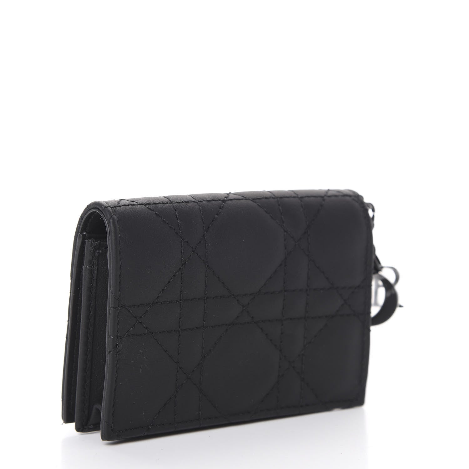 Christian Dior Ultra Matte Calfskin Small Lady Dior Flap Card Holder Black 2 of 7
