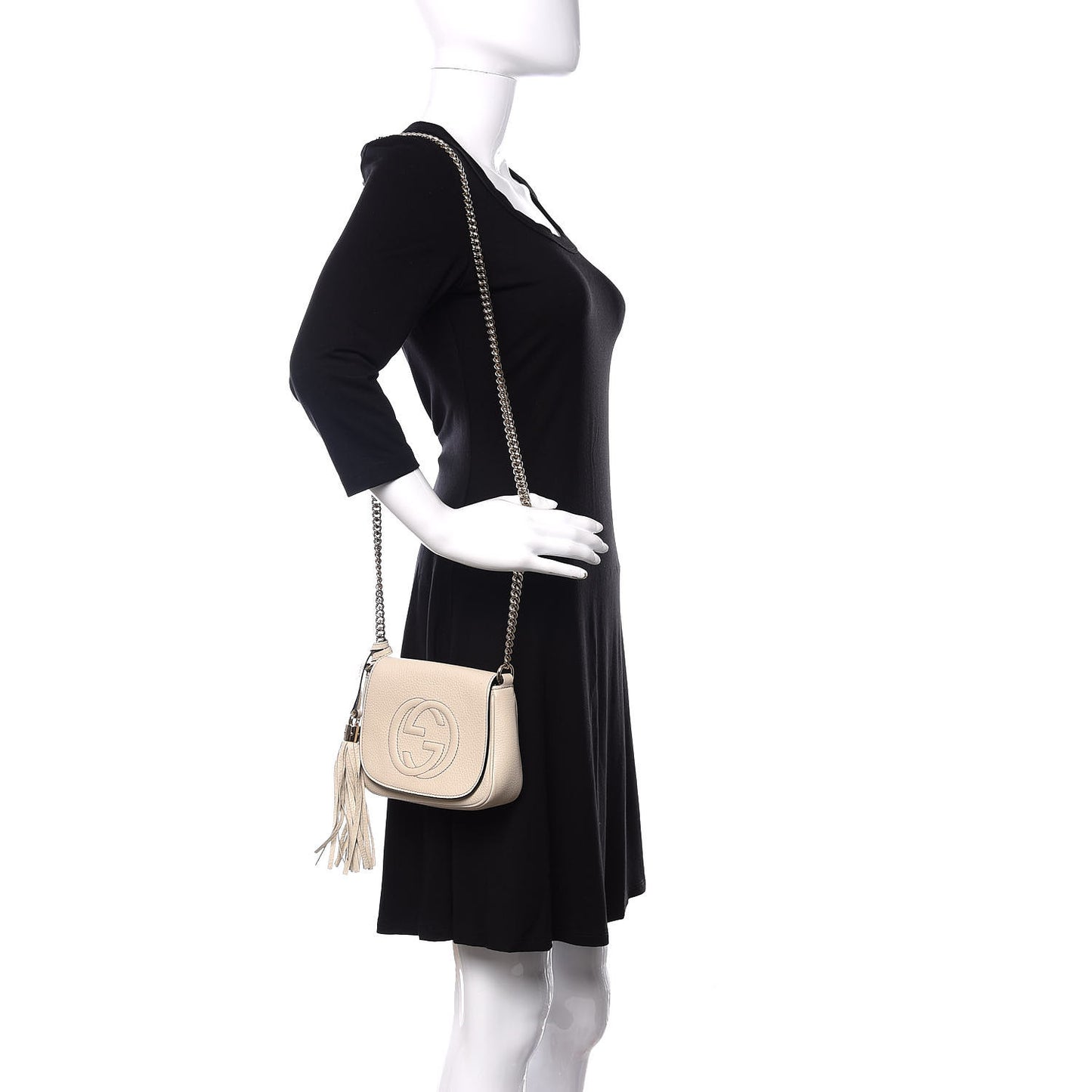 Pebbled Calfskin Small Soho Flap Crossbody Off White