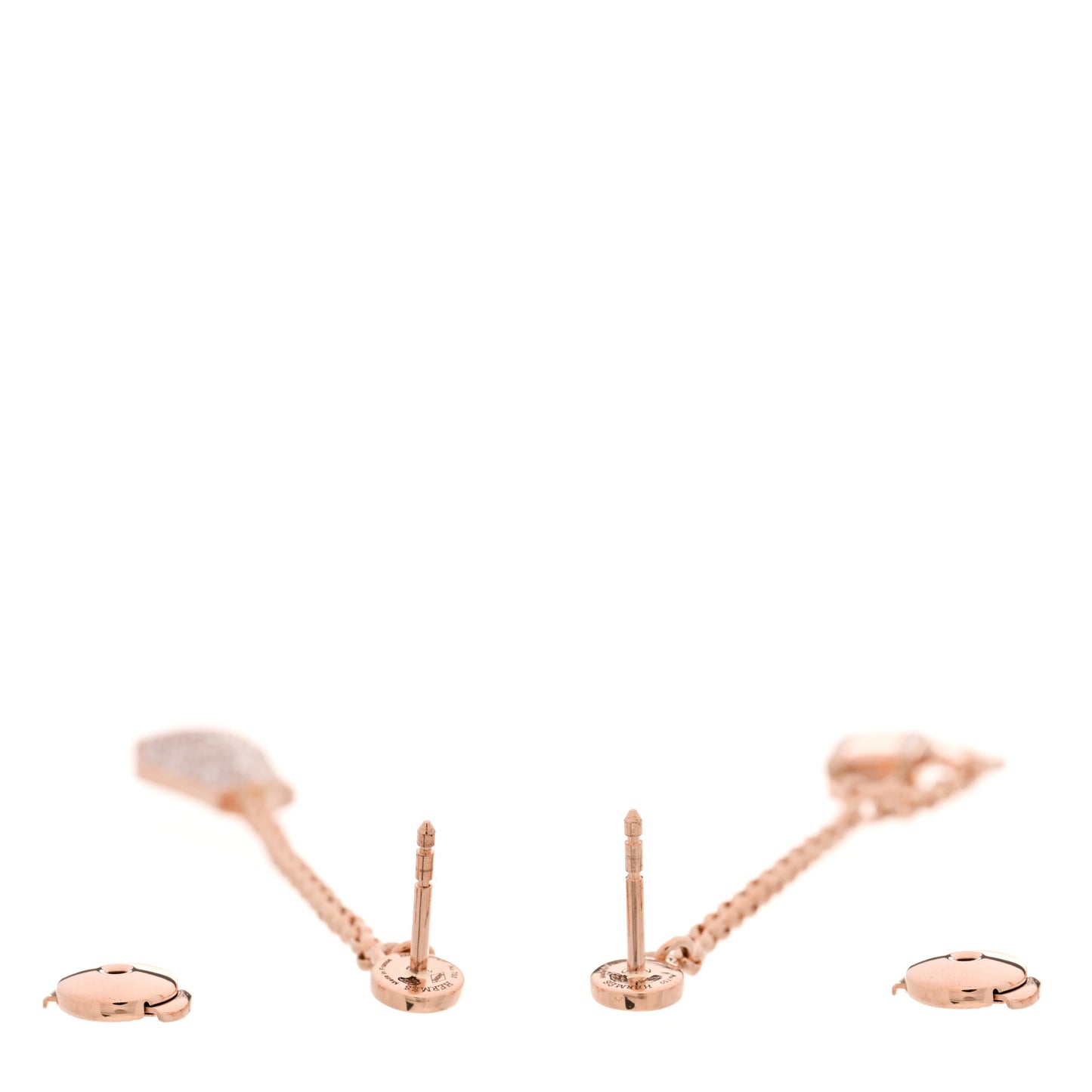 18K Rose Gold Diamond Kelly Clochette Drop Earrings