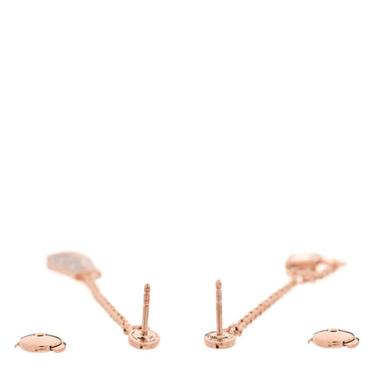 Hermes 18K Rose Gold Diamond Kelly Clochette Drop Earrings 3 of 5