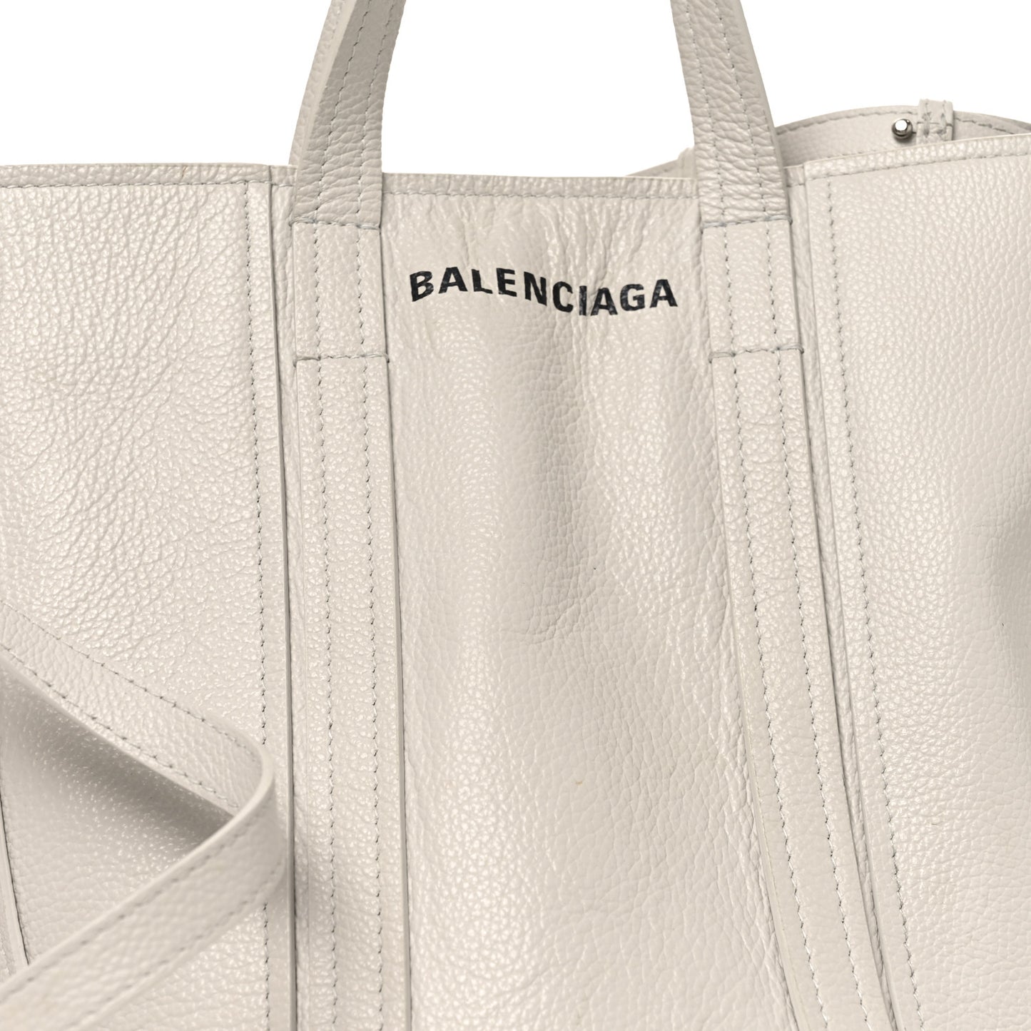 Grained Calfskin XS Everyday North South Shoulder Tote Bag White