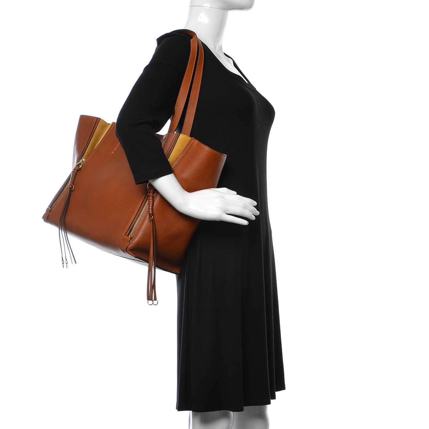 Smooth Calfskin Medium Milo Shopping Tote Caramel
