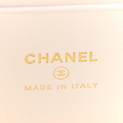 Chanel Caviar Quilted Crystal CC Logo Vanity Case With Chain White 6 of 11