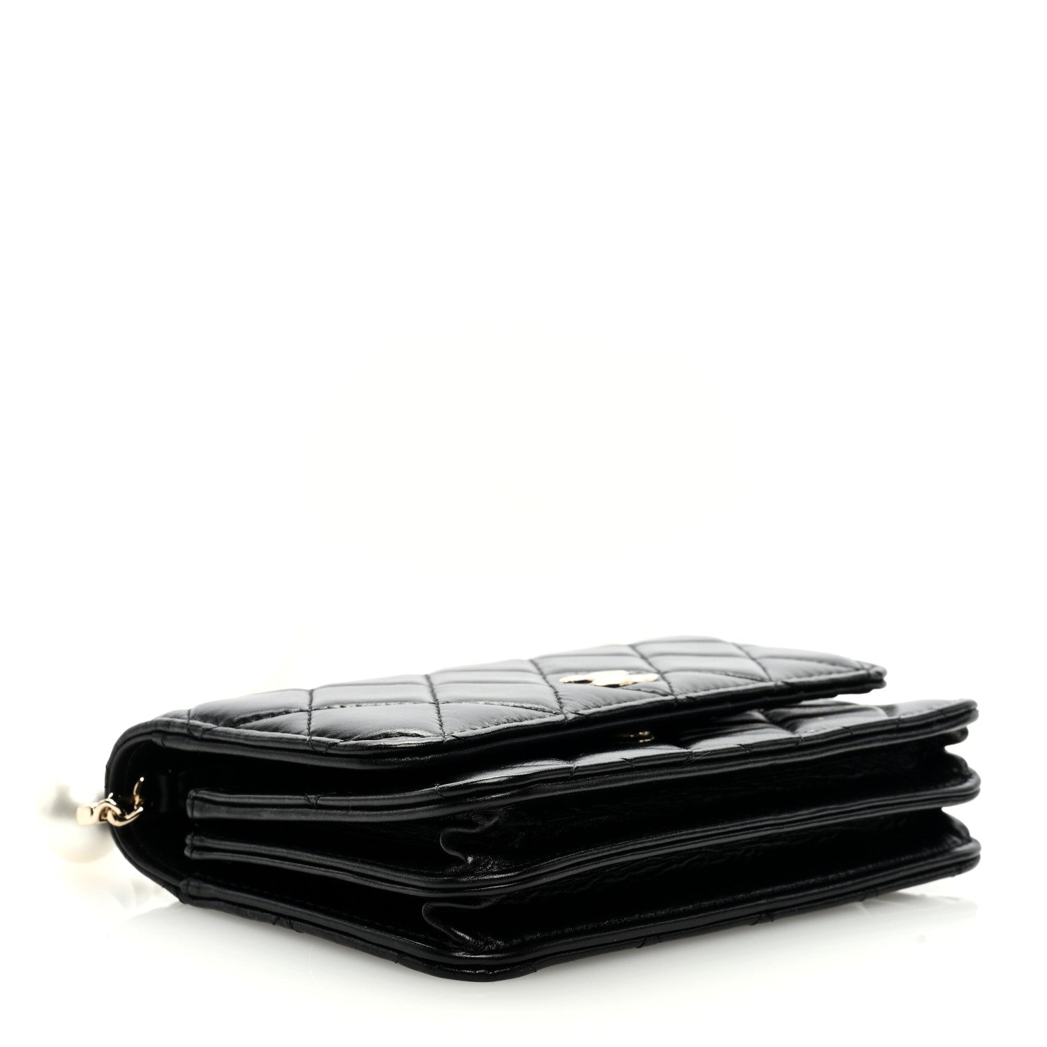 Chanel Calfskin Quilted Mini Maxi Pearls Wallet On Chain WOC Black 4 of 9