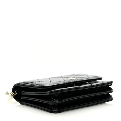 Chanel Calfskin Quilted Mini Maxi Pearls Wallet On Chain WOC Black 4 of 9