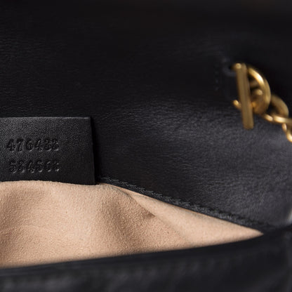 Gucci Calfskin Matelasse Super Mini GG Marmont Shoulder Bag Black 9 of 12