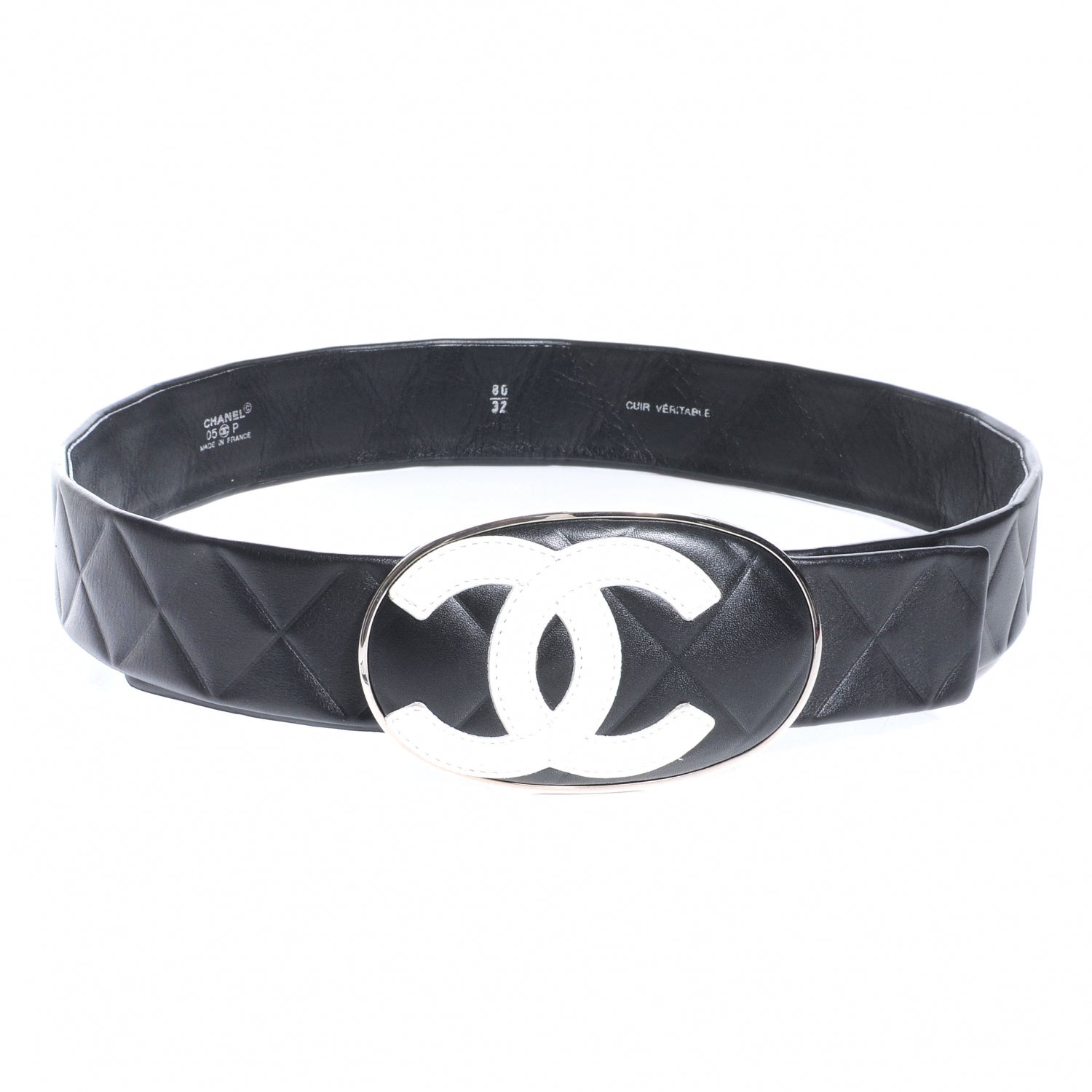 Chanel Lambskin Quilted CC Belt 80 32 Black 1 of 5