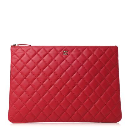 Chanel Lambskin Quilted Large Cosmetic Case Red 1 of 7