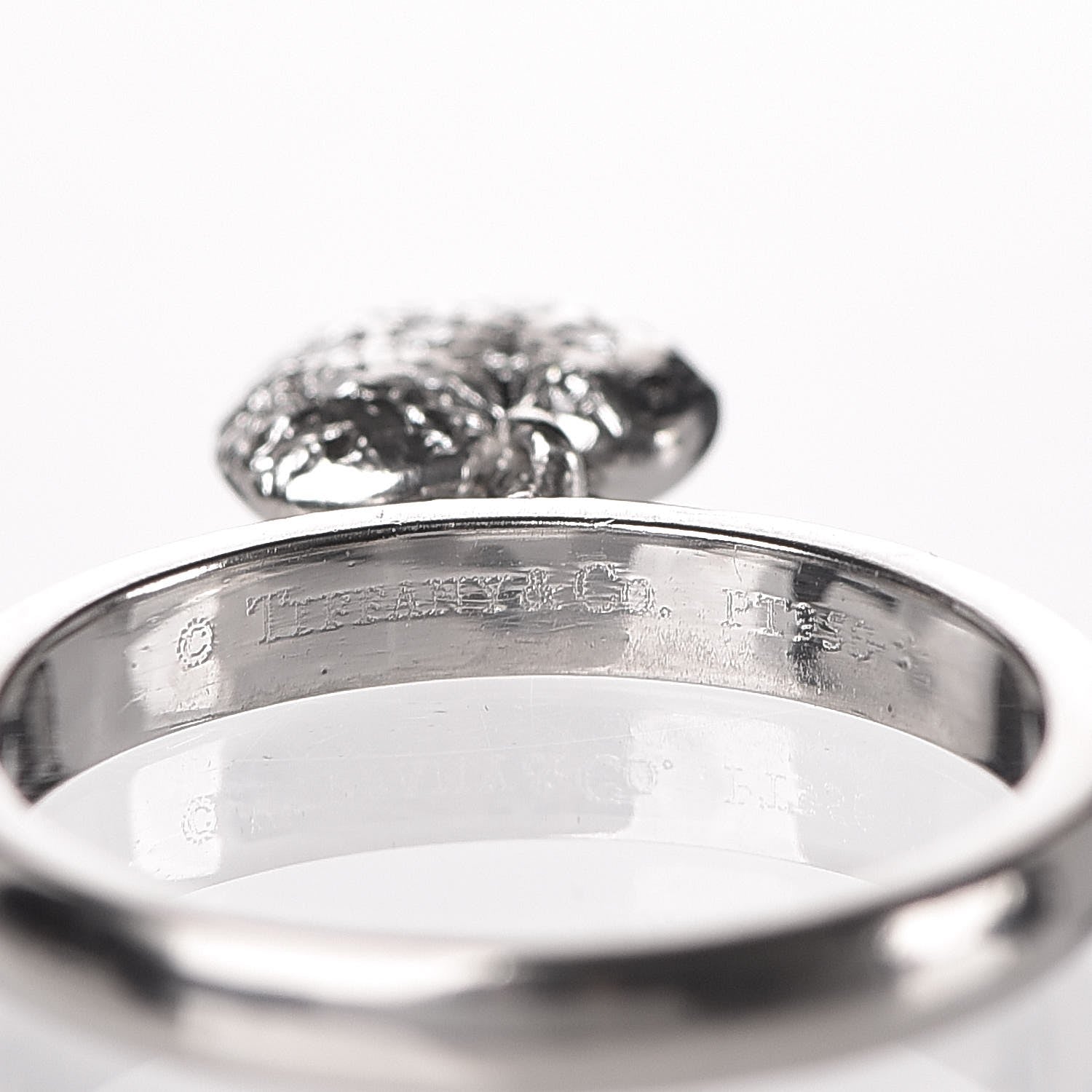 Tiffany Platinum Diamond Heart Charm Ring 56 7.75 4 of 5