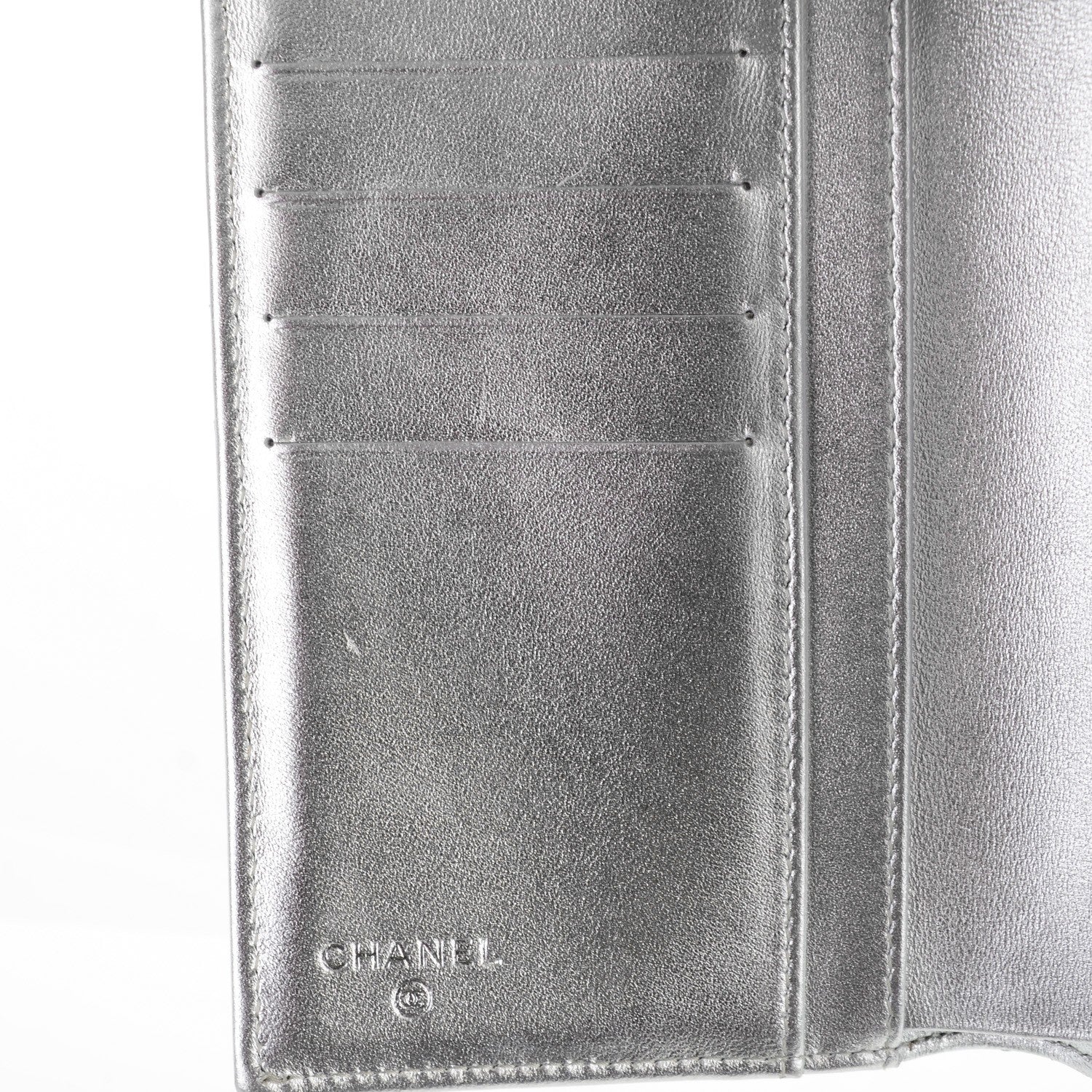 Chanel Metallic Lambskin Quilted Large Flap Wallet Silver 6 of 13