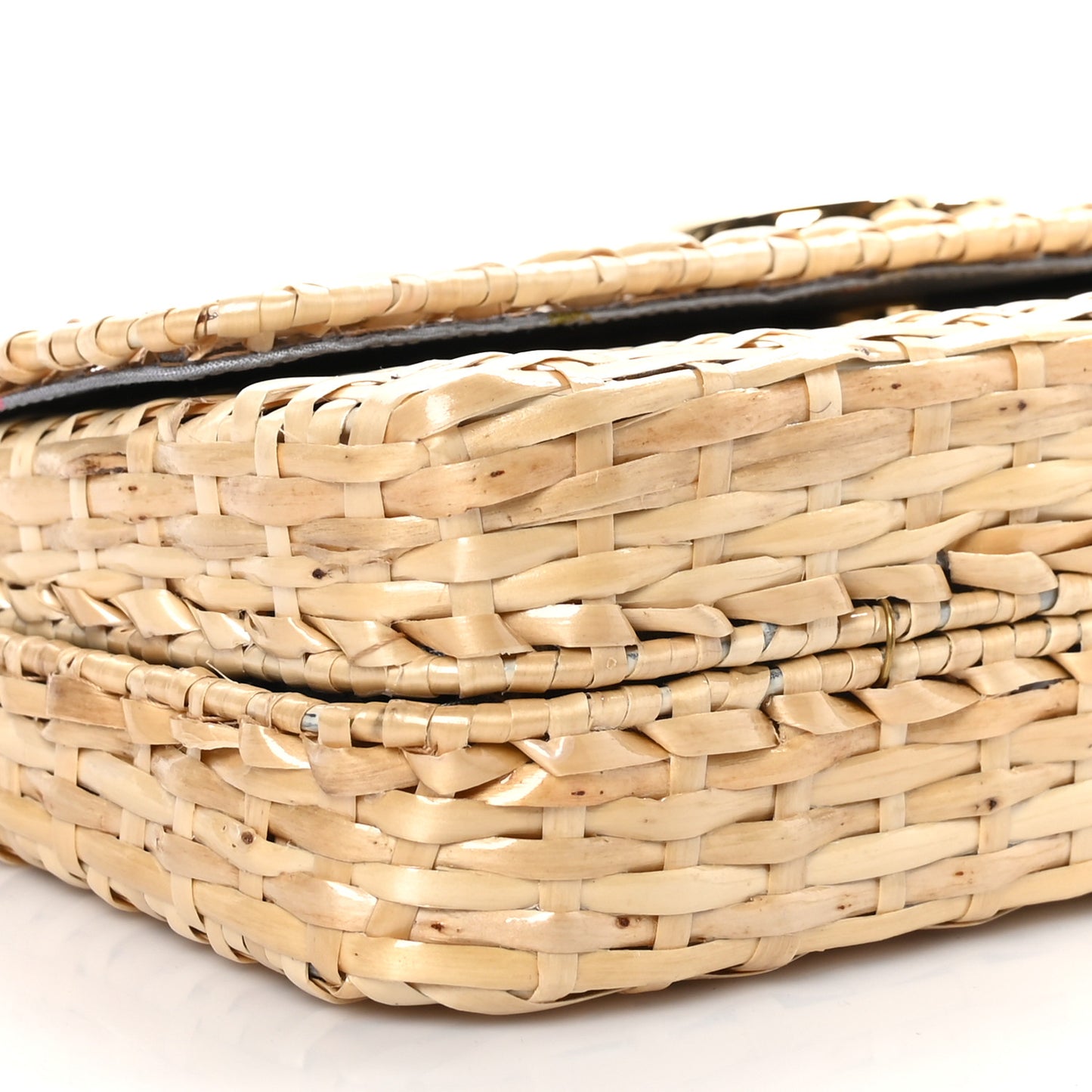 Glazed Wicker Small Cestino Shoulder Bag Natural