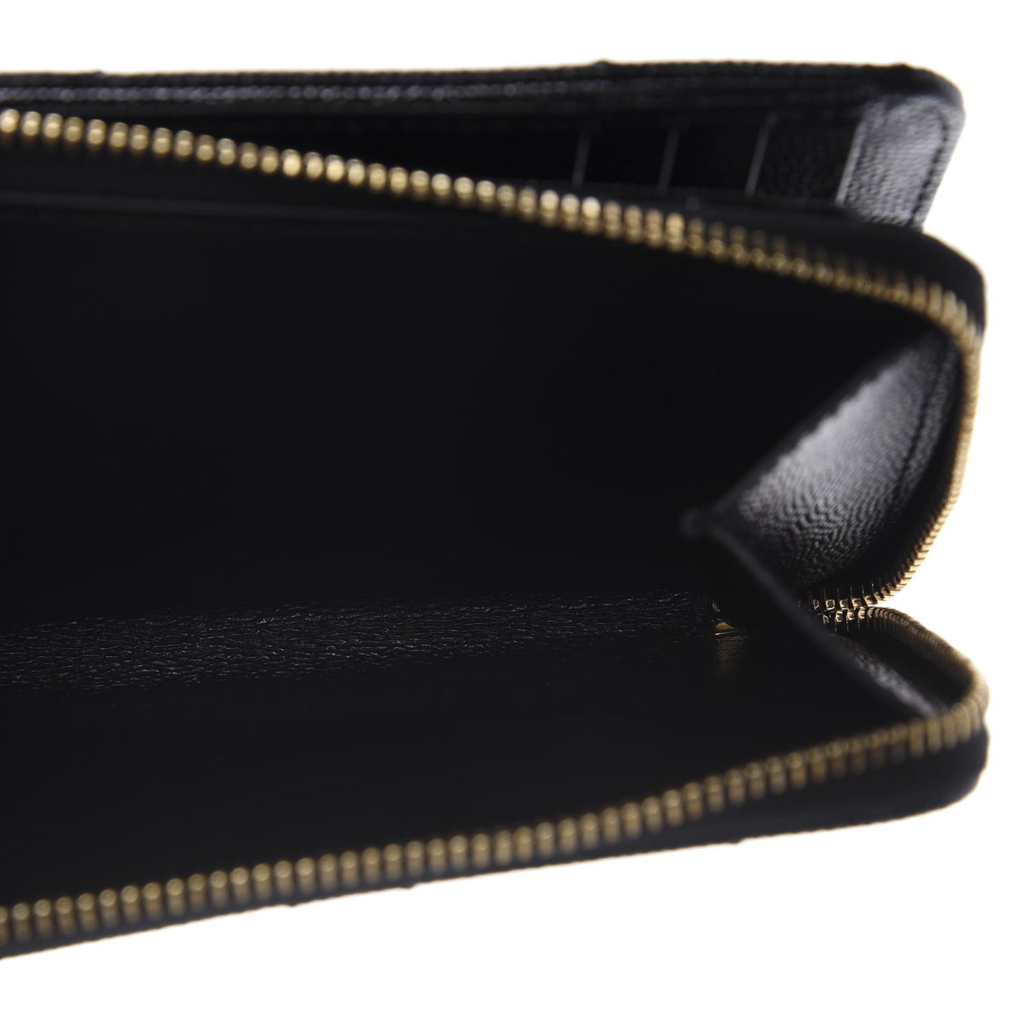 Grain De Poudre Matelasse Chevron Monogram Compact Zip Around Wallet Black