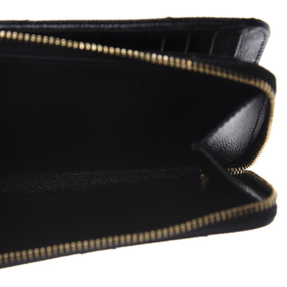 Saint Laurent Grain De Poudre Matelasse Chevron Monogram Compact Zip Around Wallet Black 7 of 8
