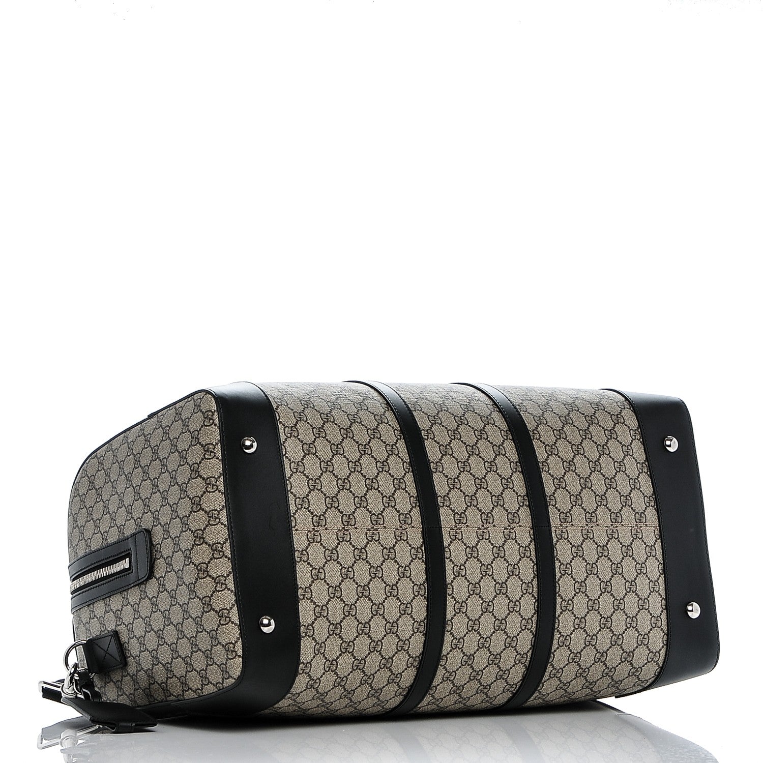 Gucci GG Supreme Monogram Selleria Calfskin Large Duffle Beige Ebony Black 3 of 6