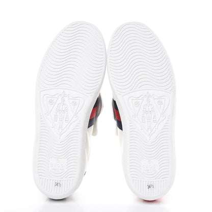 Gucci Calfskin Ayers Web Womens Ace Bow Lace Sneakers 34.5 White 5 of 12