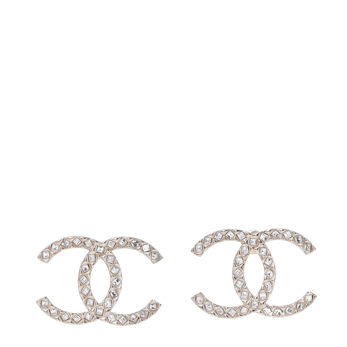 Crystal CC Large Stud Earrings Gold