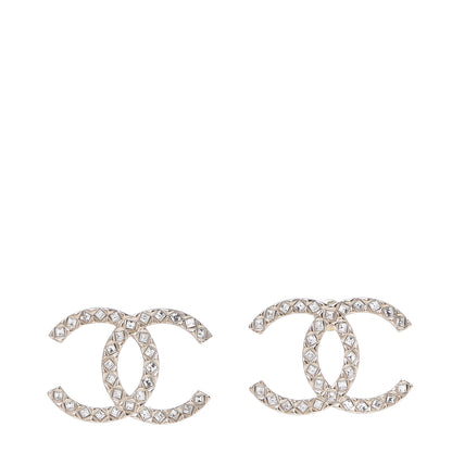 Chanel Crystal CC Large Stud Earrings Gold 1 of 4