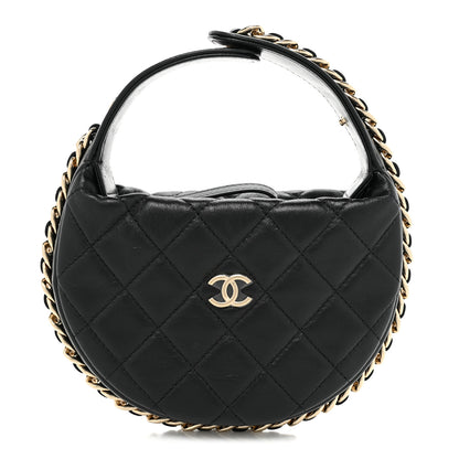 Chanel Lambskin Quilted Chain Around Pouch Hobo Black 1 of 9