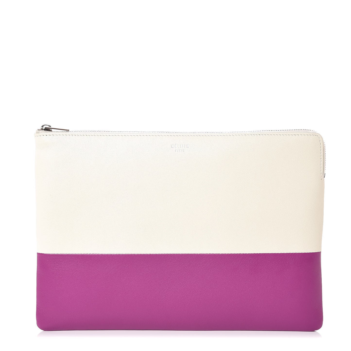 Lambskin Bi-Color Solo Clutch Pouch White Magenta