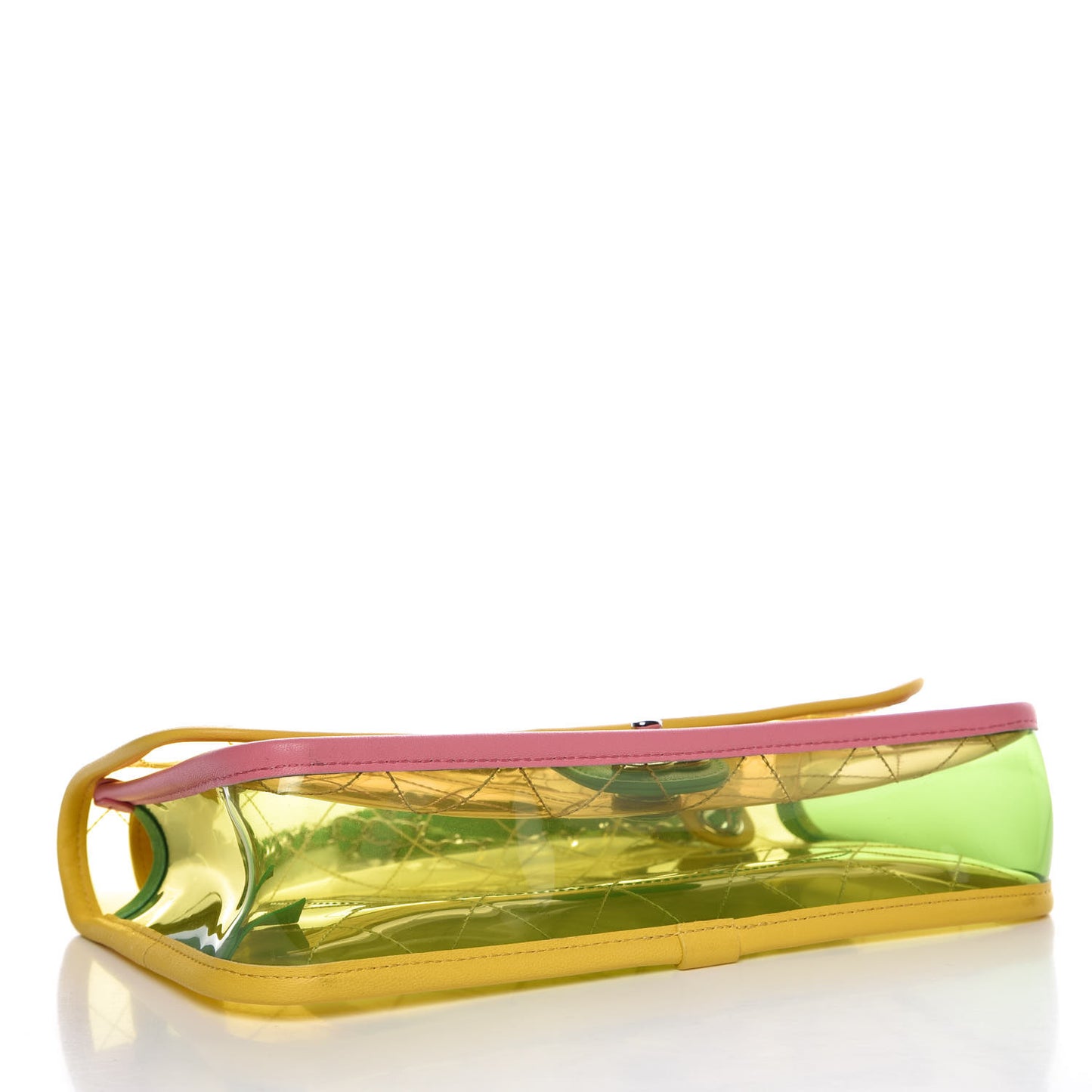 PVC Lambskin Stitched Medium Coco Splash Flap Yellow Green Pink