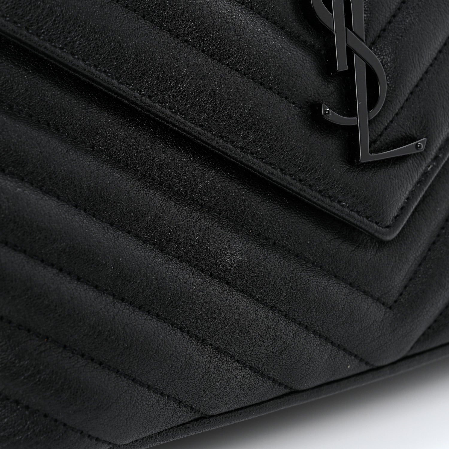 Saint Laurent Sheepskin Matelasse Chevron Monogram Monochrome Medium College Bag Black 12 of 14