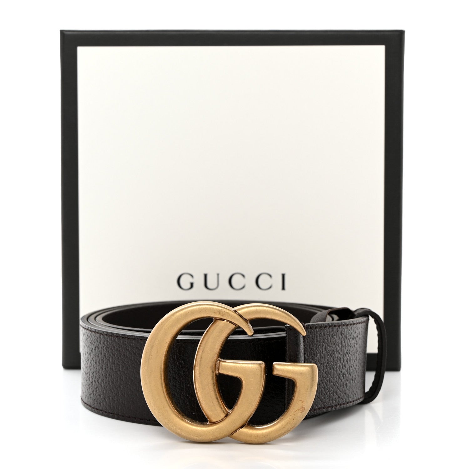 Gucci Textured Dollar Calfskin Double G 40mm Belt 105 42 Dark Cocoa 6 of 6