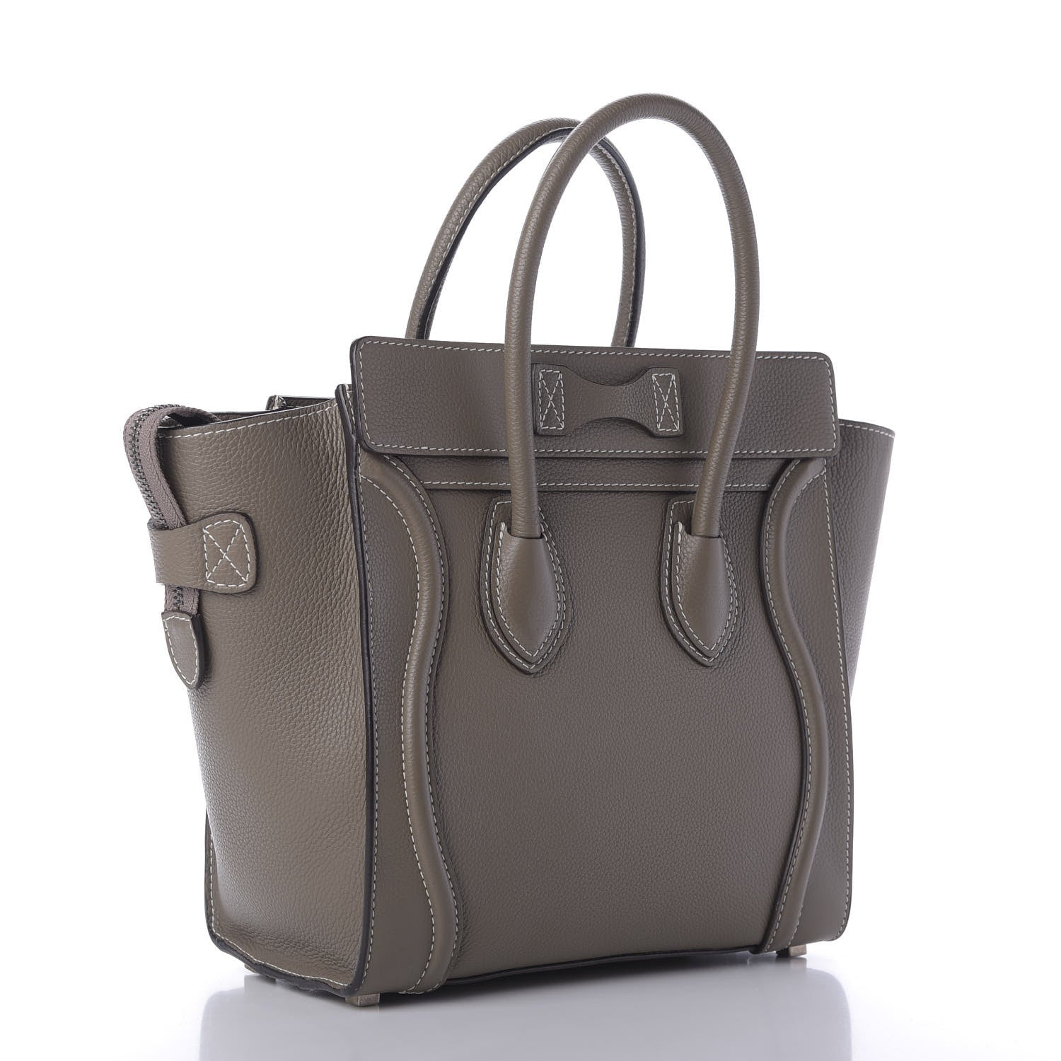 Celine Drummed Calfskin Micro Luggage Souris 3 of 9