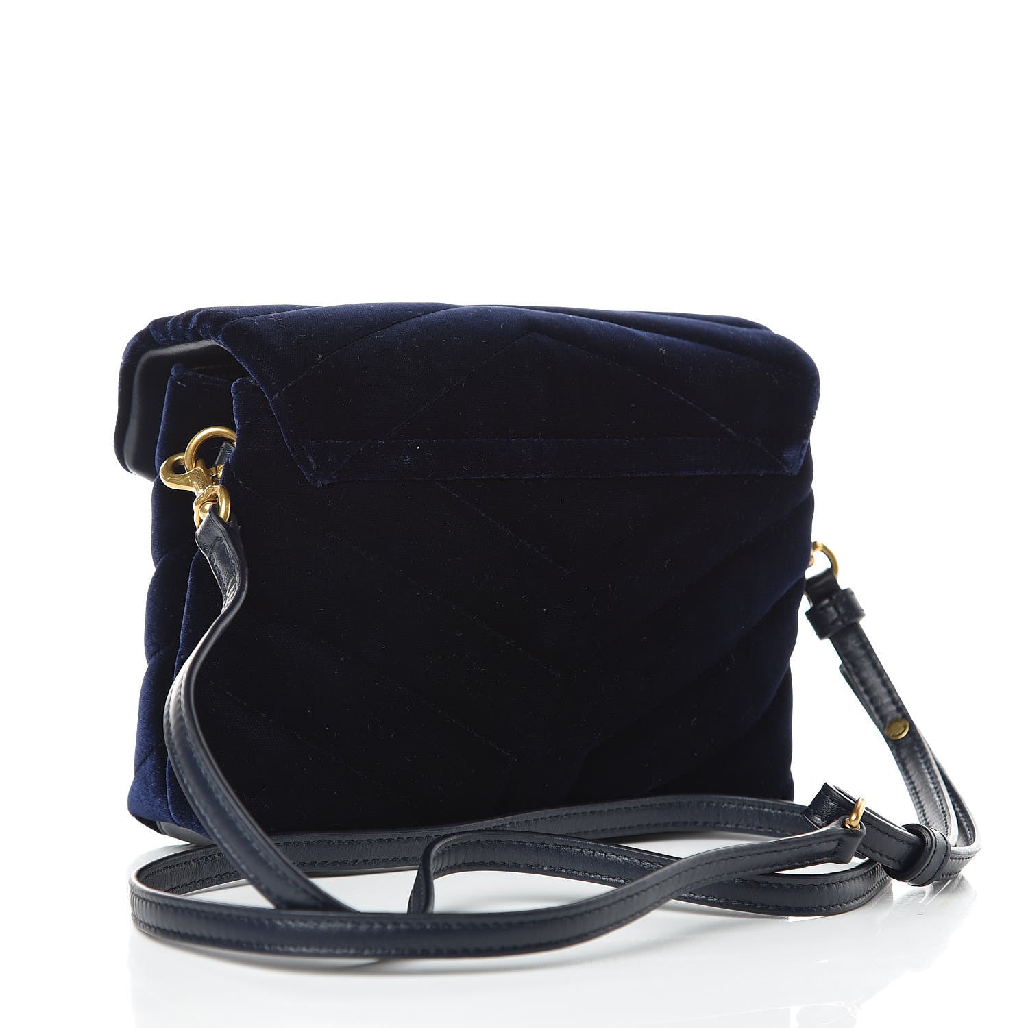 Saint Laurent Velvet Y Quilted Monogram Toy Loulou Crossbody Bag Navy 3 of 7