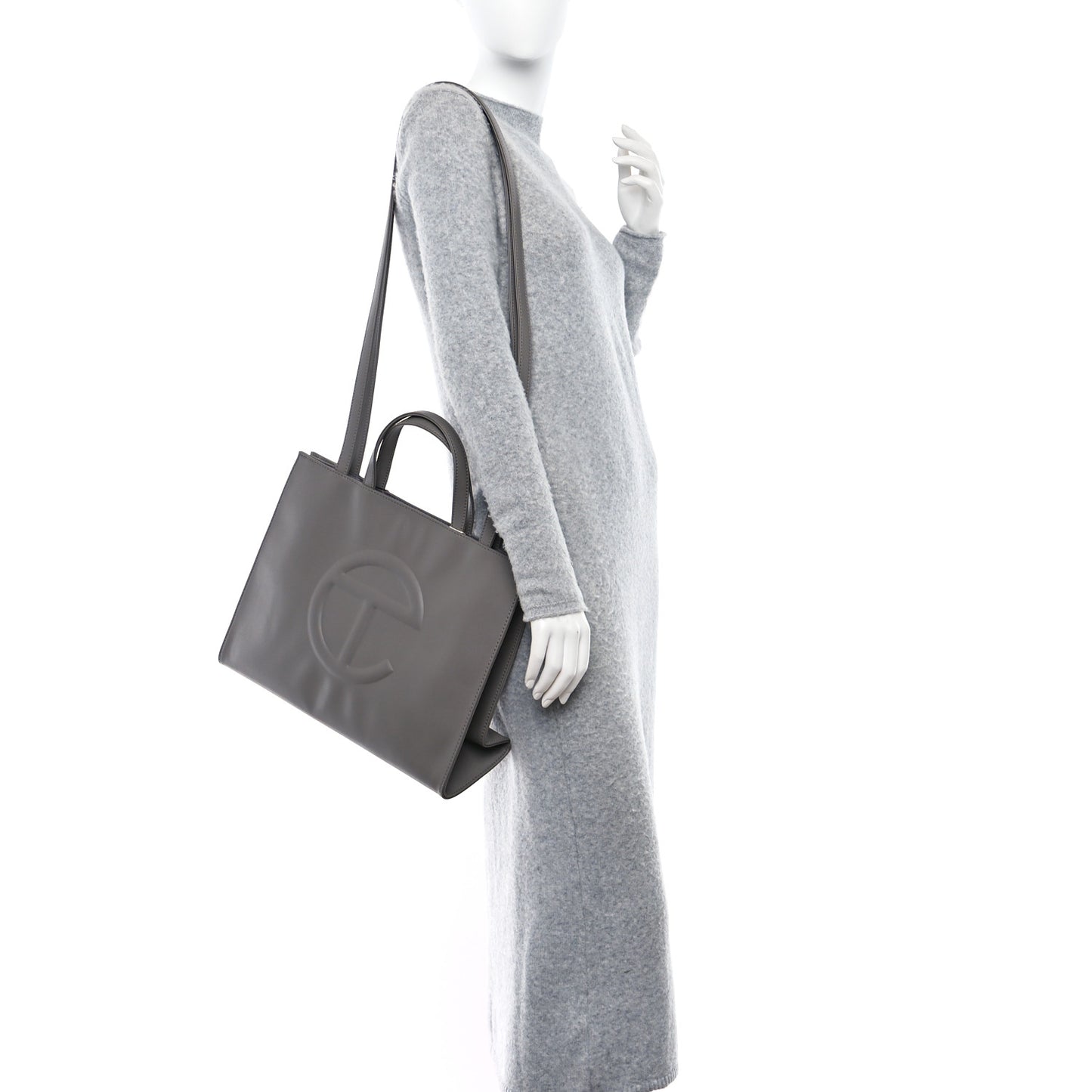 Vegan Leather Medium Shopping Bag Grey