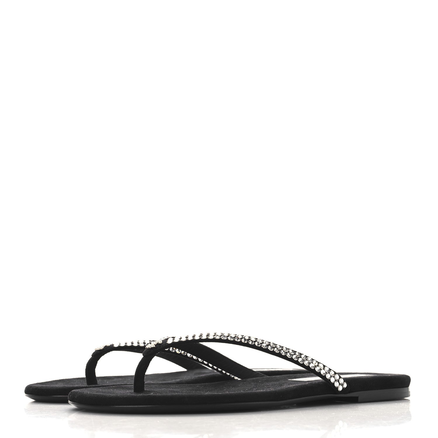 Chanel Suede Kidskin Strass CC Thong Sandals 37 Black 4 of 10