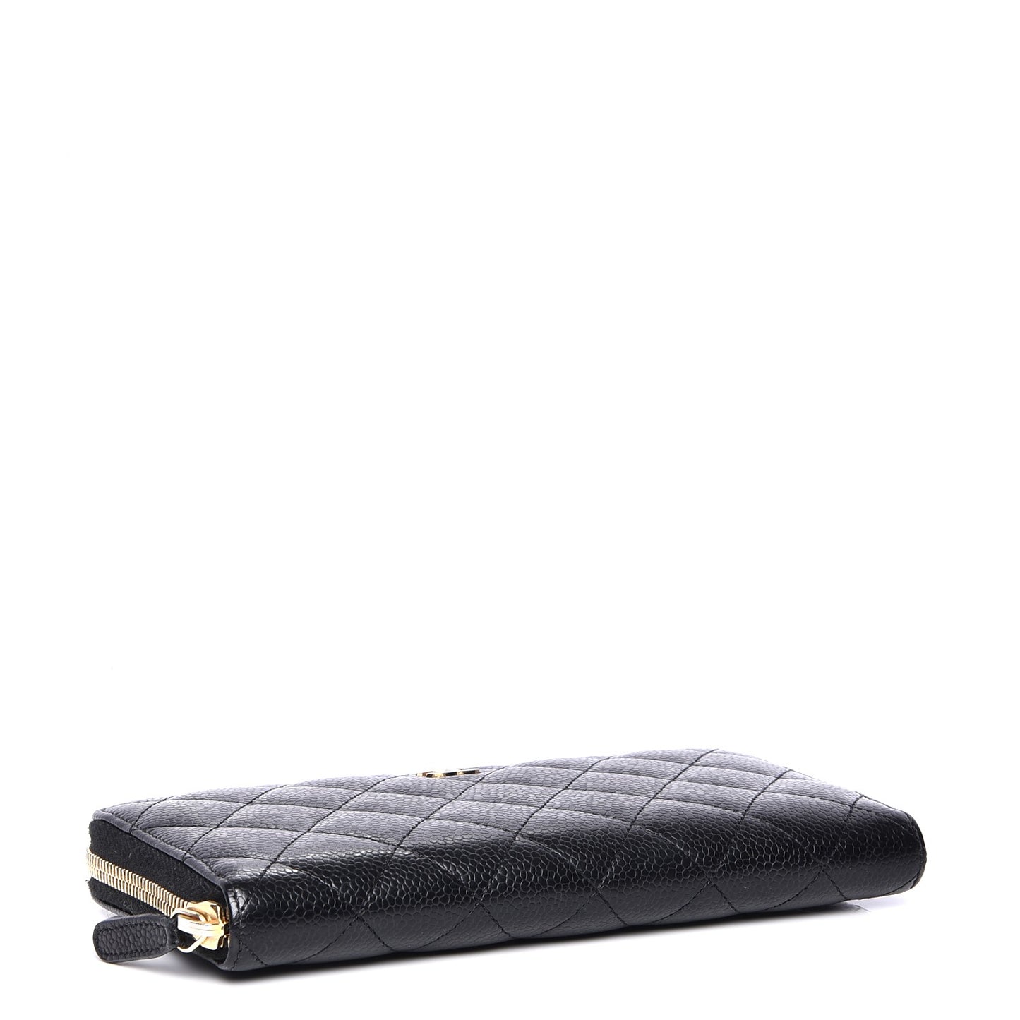 Caviar Quilted Large Gusset Zip Around Wallet Black