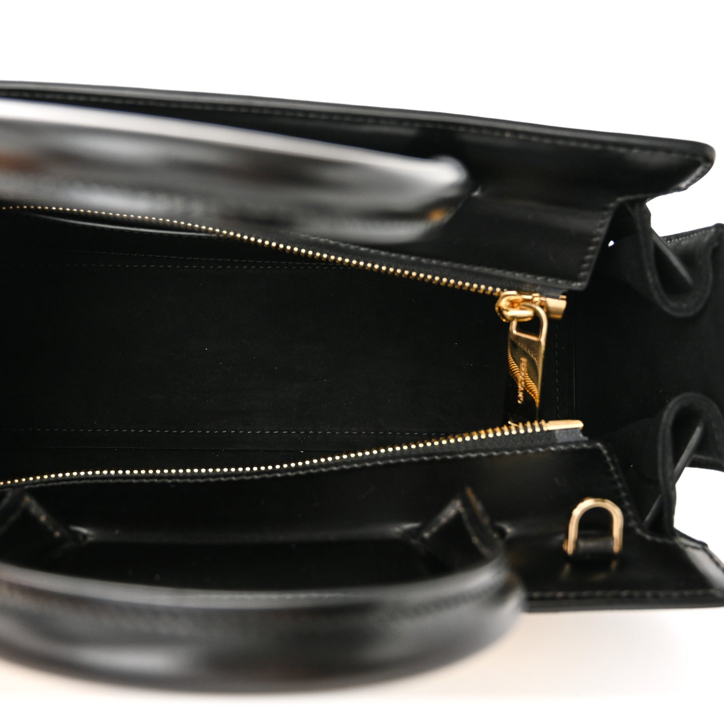 Brushed Off Calfskin Small Gancini Buckles Tote Bag Black