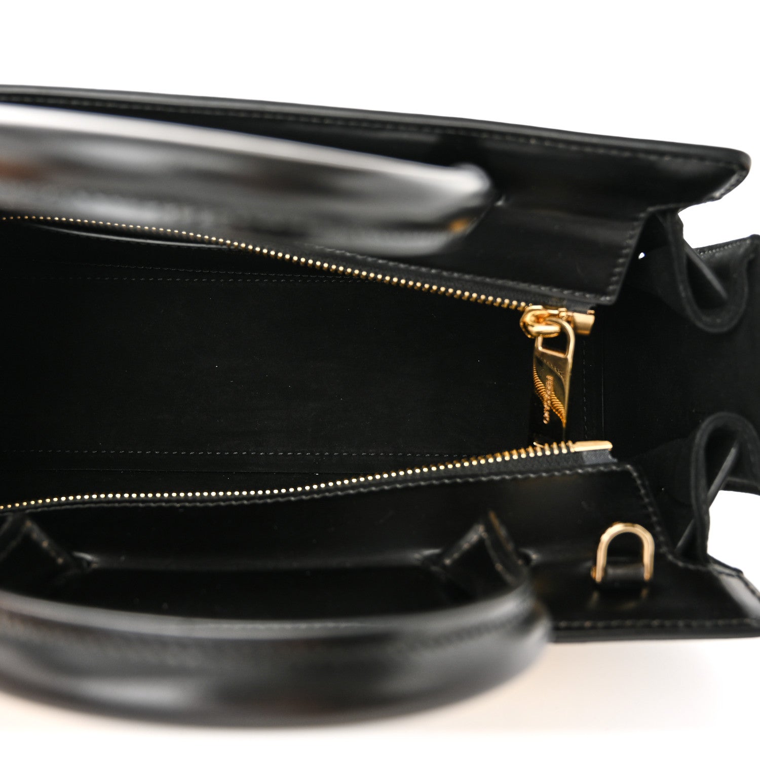 Salvatore Ferragamo Brushed Off Calfskin Small Gancini Buckles Tote Bag Black 5 of 9