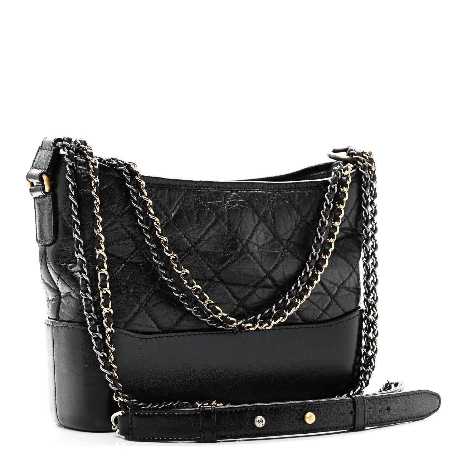 Chanel Aged Calfskin Quilted New Medium Gabrielle Hobo Black