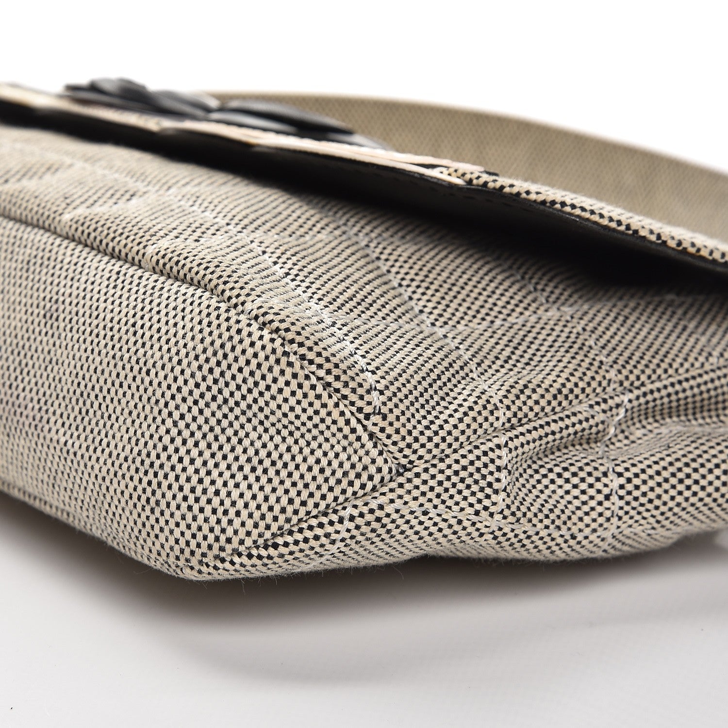 Chanel Canvas Camellia N°5 Flap Bag Beige Black 10 of 11