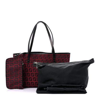 Fendi Zucchino Tote Red Black 1 of 13