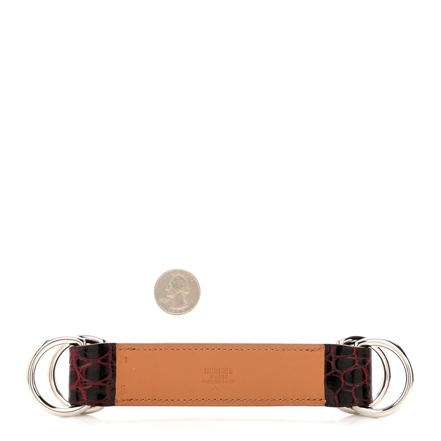 Shiny Porosus Crocodile Romance Scarf Ring Rouge H