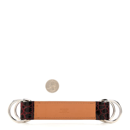 Hermes Shiny Porosus Crocodile Romance Scarf Ring Rouge H 2 of 5