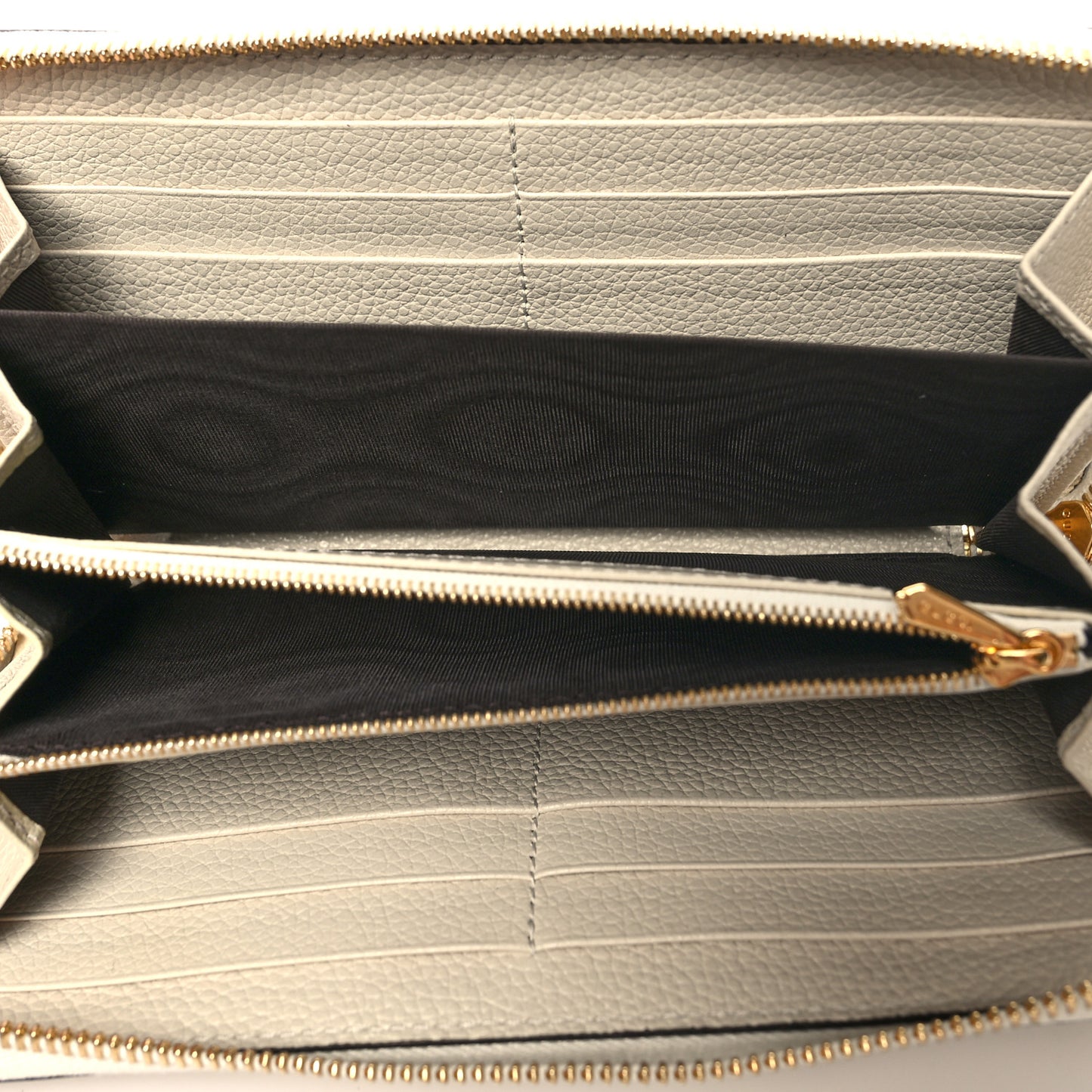 Grainy Calfskin Zumi Zip Around Wallet White