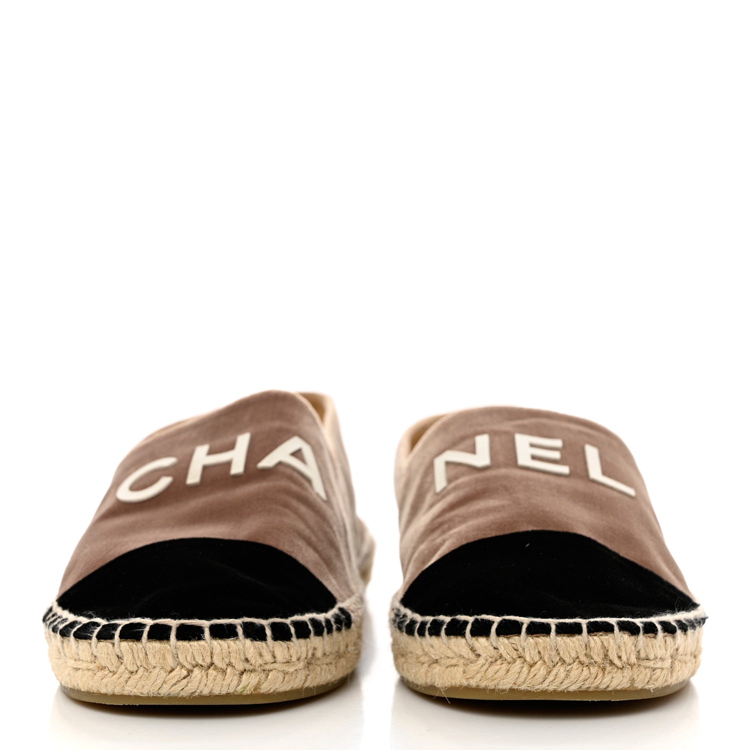Chanel Velvet Logo Espadrilles 38 Beige Black 2 of 11