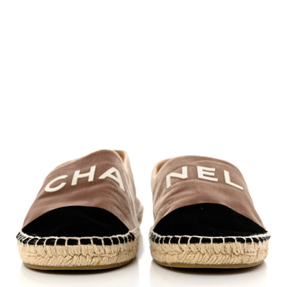 Chanel Velvet Logo Espadrilles 38 Beige Black 2 of 11