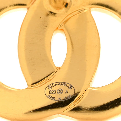Chanel Metal CC Paris Button Stud Earrings Gold 4 of 4