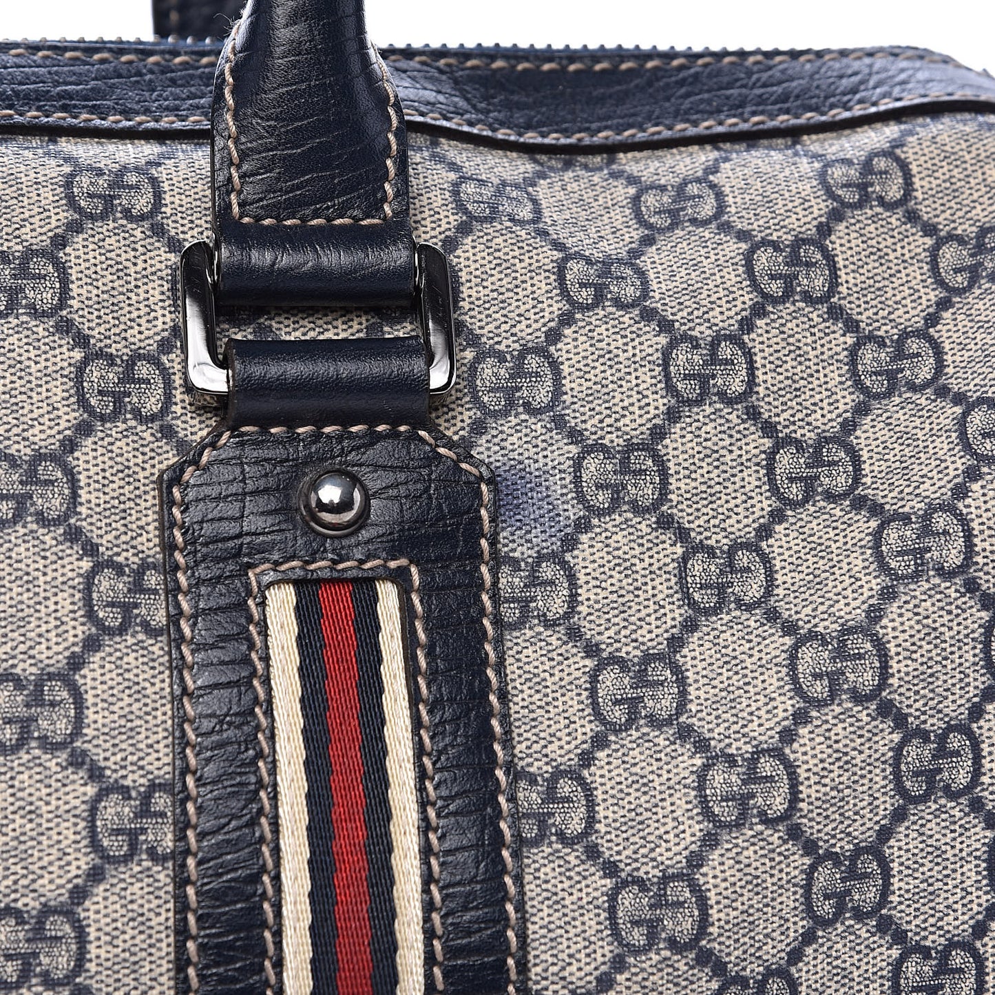 GG Supreme Monogram Web Large Carry On Duffle Bag Navy