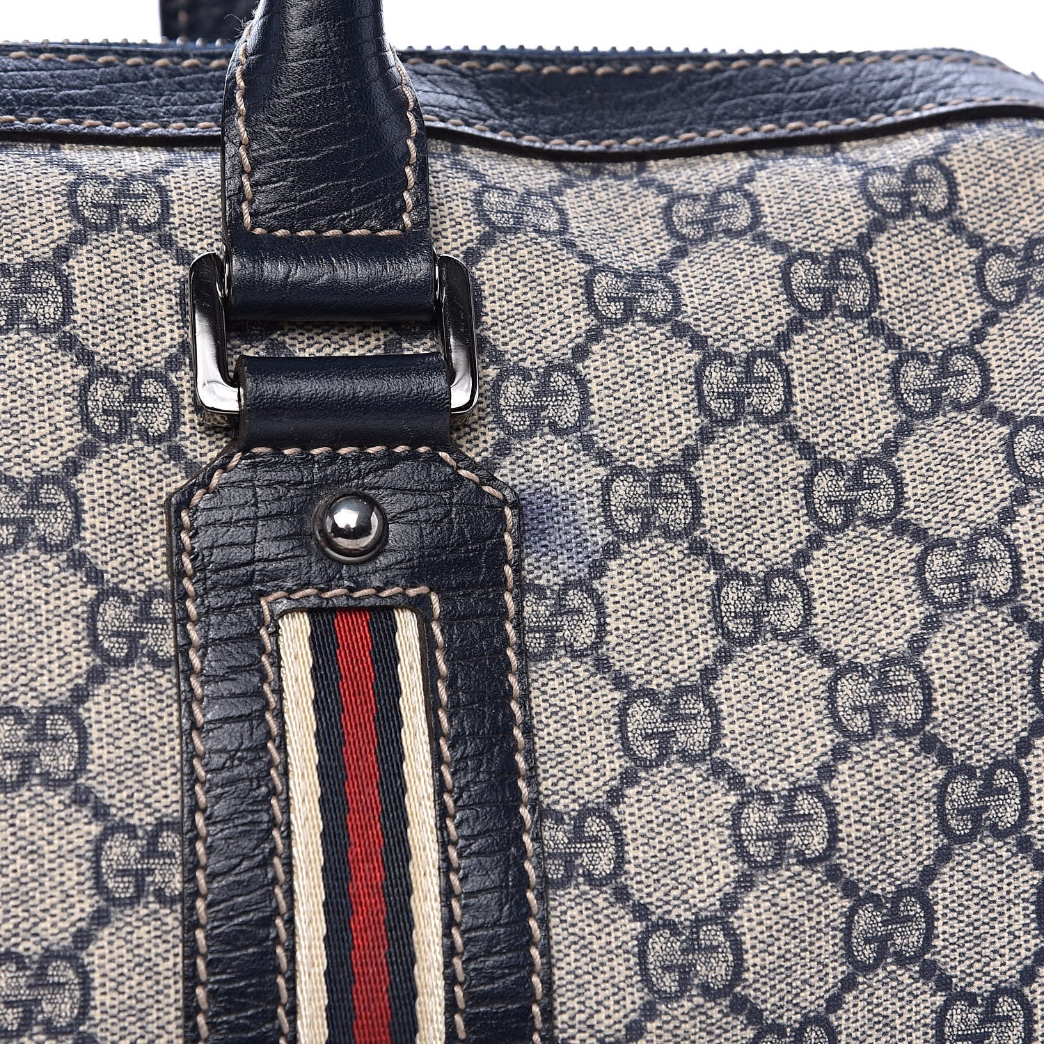 Gucci GG Supreme Monogram Web Large Carry On Duffle Bag Navy 12 of 12